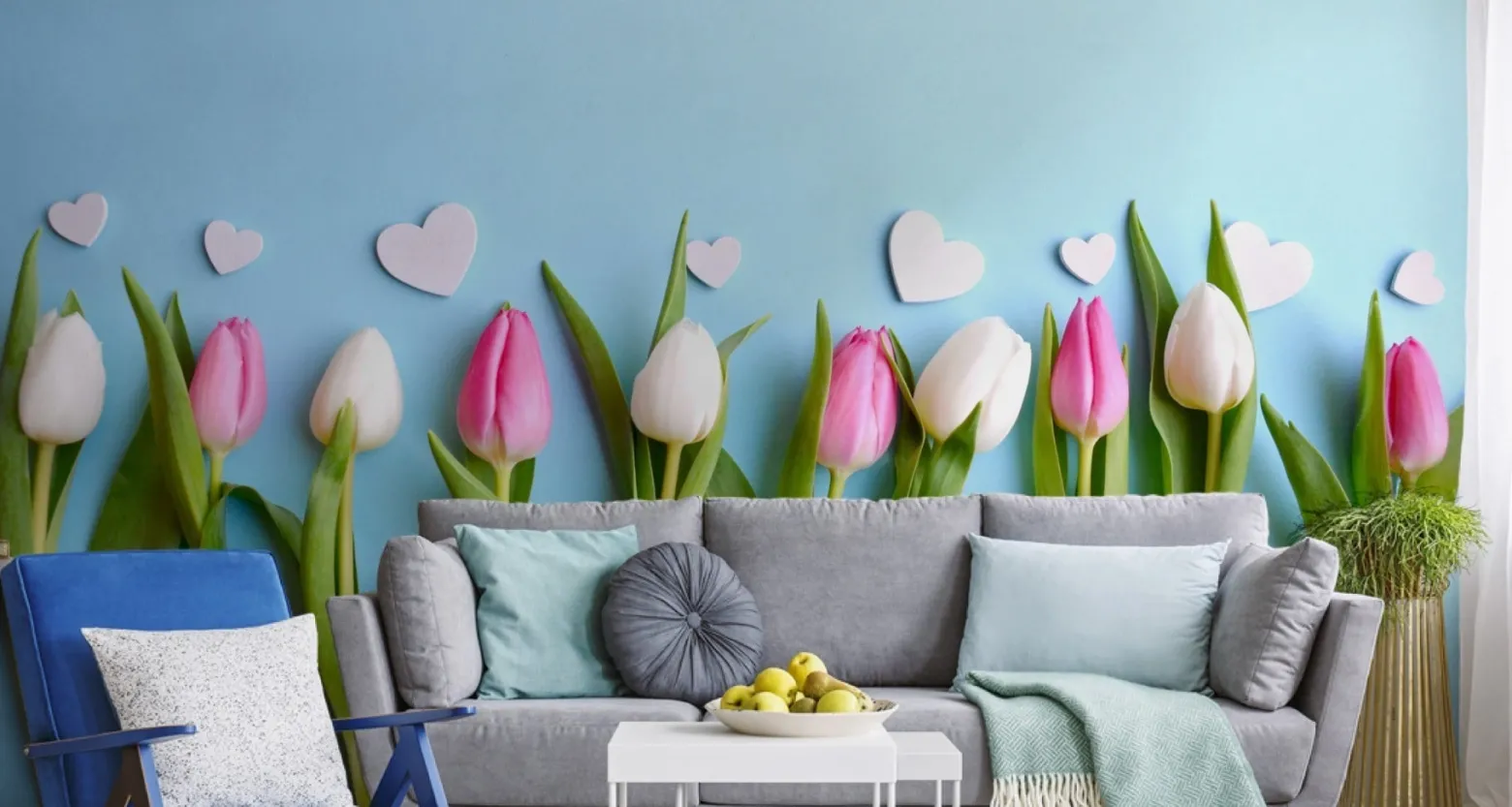 Fototapeta Dekoracyjna TULIPANY Serca 3D 90x60cm