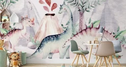 Fototapeta DINOZAURY Wulkany Drzewa Chmury 90x60cm