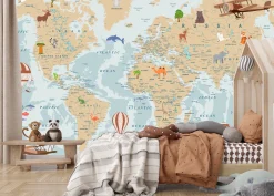 Fototapeta Dla Dzieci MAPA ŚWIATA Po Angielsku 90x60cm