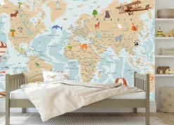 Fototapeta Dla Dzieci MAPA ŚWIATA Po Angielsku 90x60cm