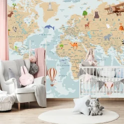 Fototapeta Dla Dzieci MAPA ŚWIATA Po Angielsku 90x60cm