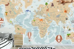 Fototapeta Dla Dzieci MAPA ŚWIATA Po Angielsku 90x60cm