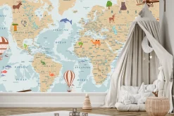 Fototapeta Dla Dzieci MAPA ŚWIATA Po Angielsku 90x60cm