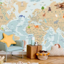 Fototapeta Dla Dzieci MAPA ŚWIATA Po Angielsku 90x60cm