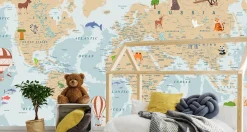 Fototapeta Dla Dzieci MAPA ŚWIATA Po Angielsku 90x60cm