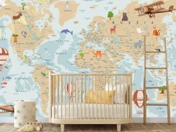 Fototapeta Dla Dzieci MAPA ŚWIATA Po Angielsku 90x60cm