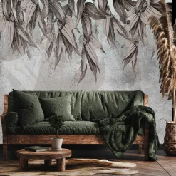 Fototapeta Do Salonu Liście Beton 90x60cm