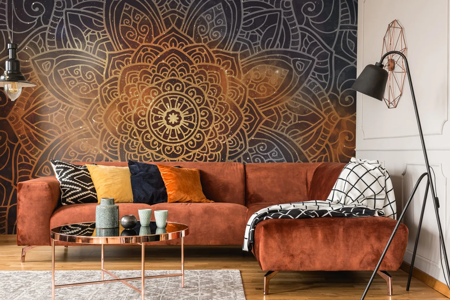 Fototapeta Do Salonu Mandala Na Tle Ornamentów 90x60cm