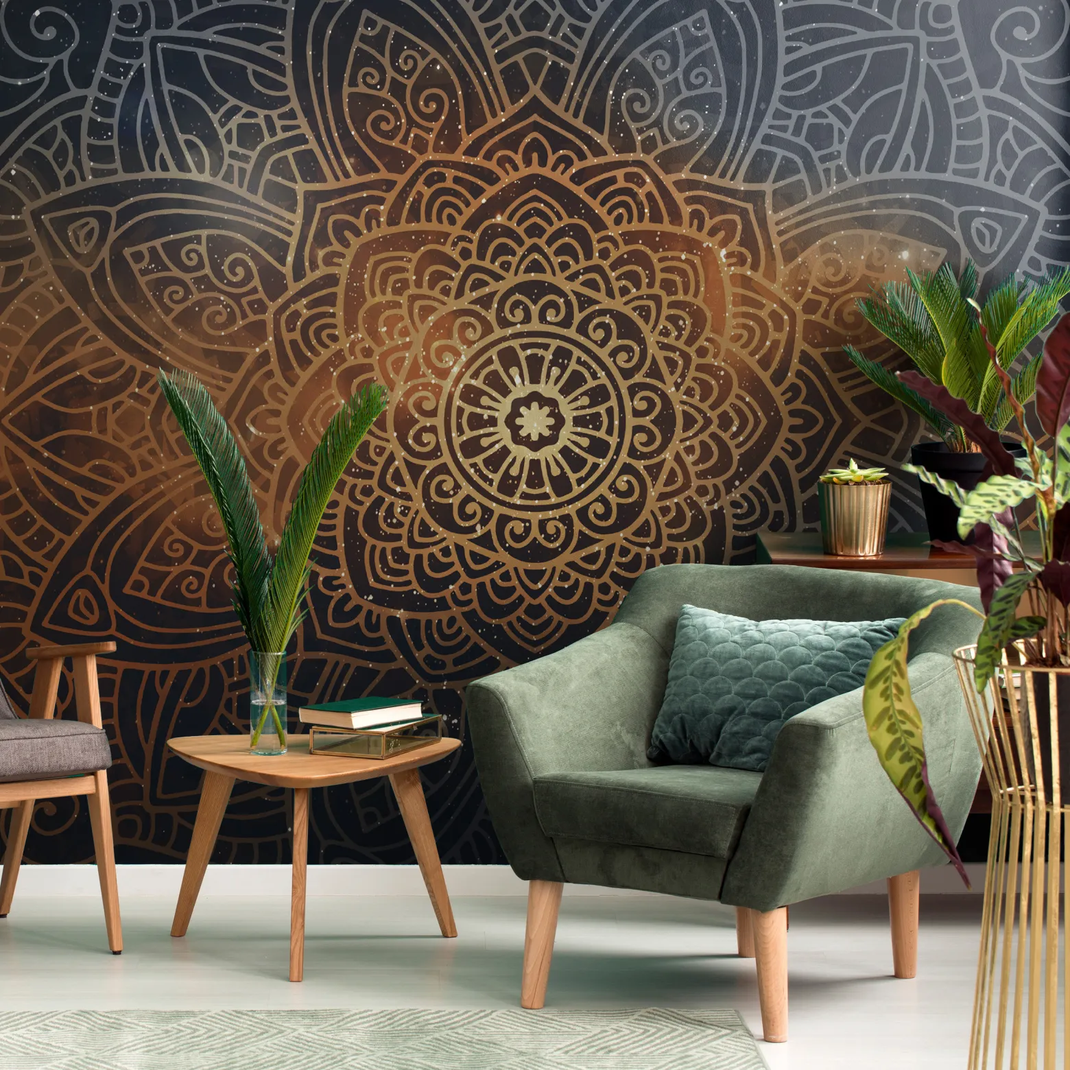Fototapeta Do Salonu Mandala Na Tle Ornamentów 90x60cm