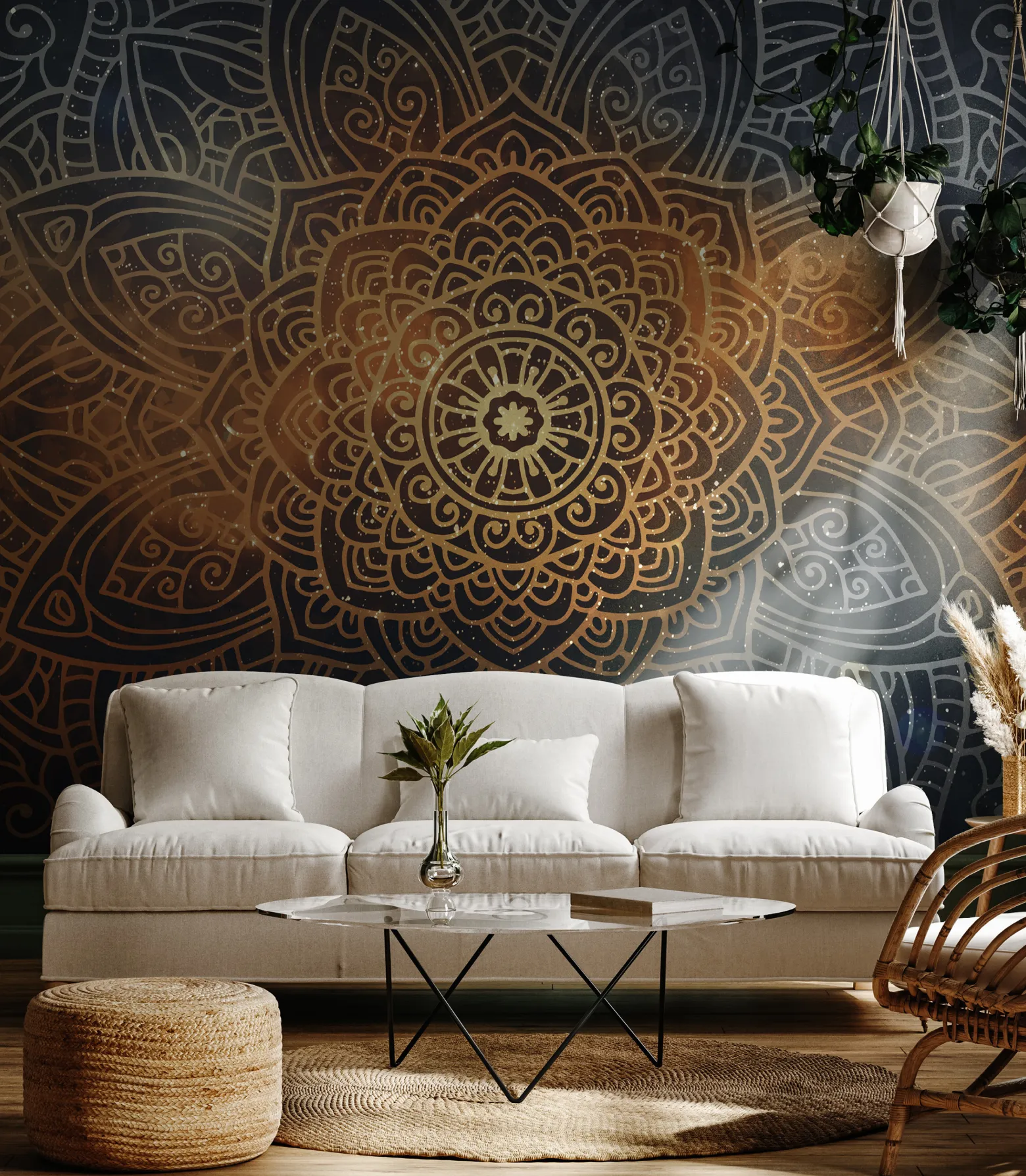 Fototapeta Do Salonu Mandala Na Tle Ornamentów 90x60cm
