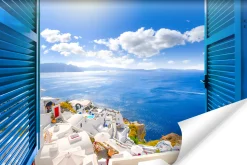 Fototapeta Do Salonu Widok z Okna Na Santorini 90x60cm