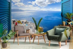 Fototapeta Do Salonu Widok z Okna Na Santorini 90x60cm