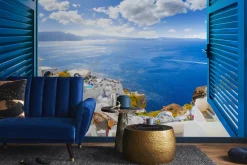 Fototapeta Do Salonu Widok z Okna Na Santorini 90x60cm