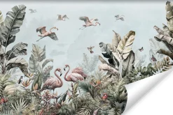 Fototapeta FLAMINGI Dżungla Liście Palmy 90x60cm