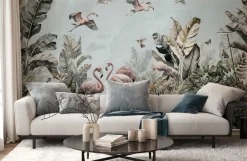 Fototapeta FLAMINGI Dżungla Liście Palmy 90x60cm