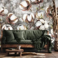 Fototapeta Główki Bawełny Na Betonie 90x60cm