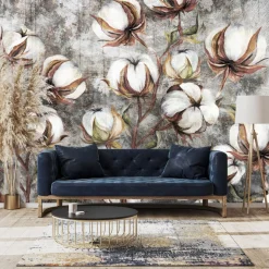 Fototapeta Główki Bawełny Na Betonie 90x60cm