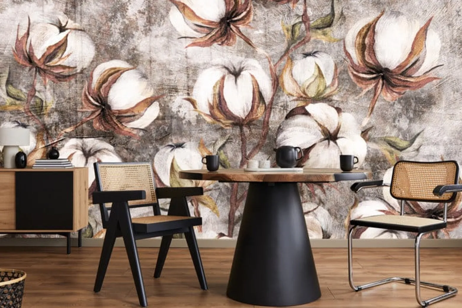 Fototapeta Kulki Bawełny Na Betonie 90x60cm