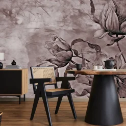 Fototapeta Kwiaty i liście na tle betonu 90x60cm