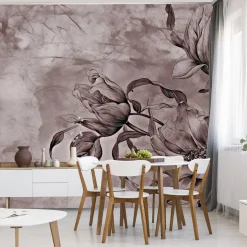Fototapeta Kwiaty i liście na tle betonu 90x60cm