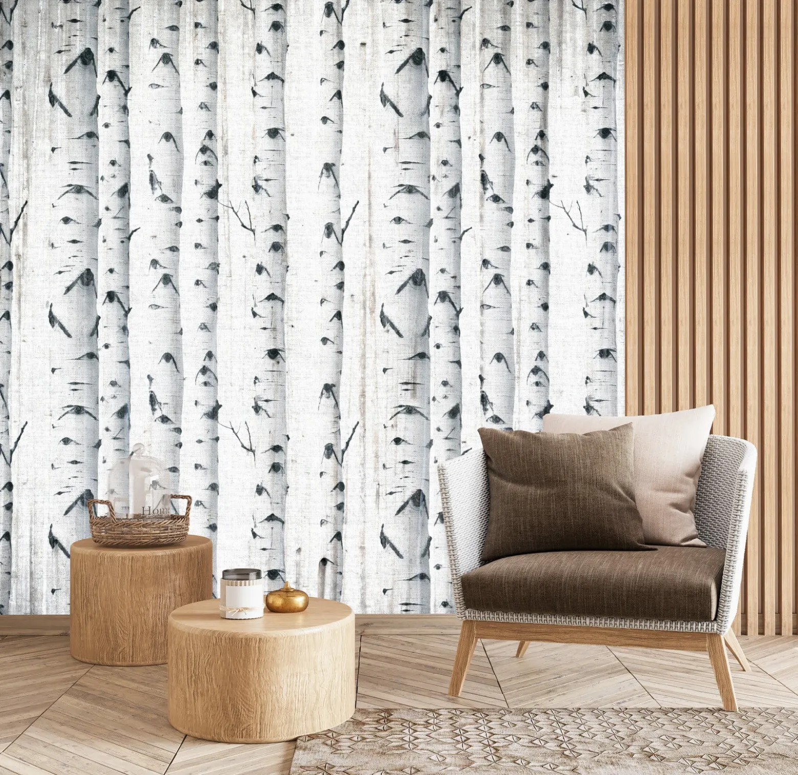 Fototapeta Las Brzozowy W Stylu Vintage 90x60cm