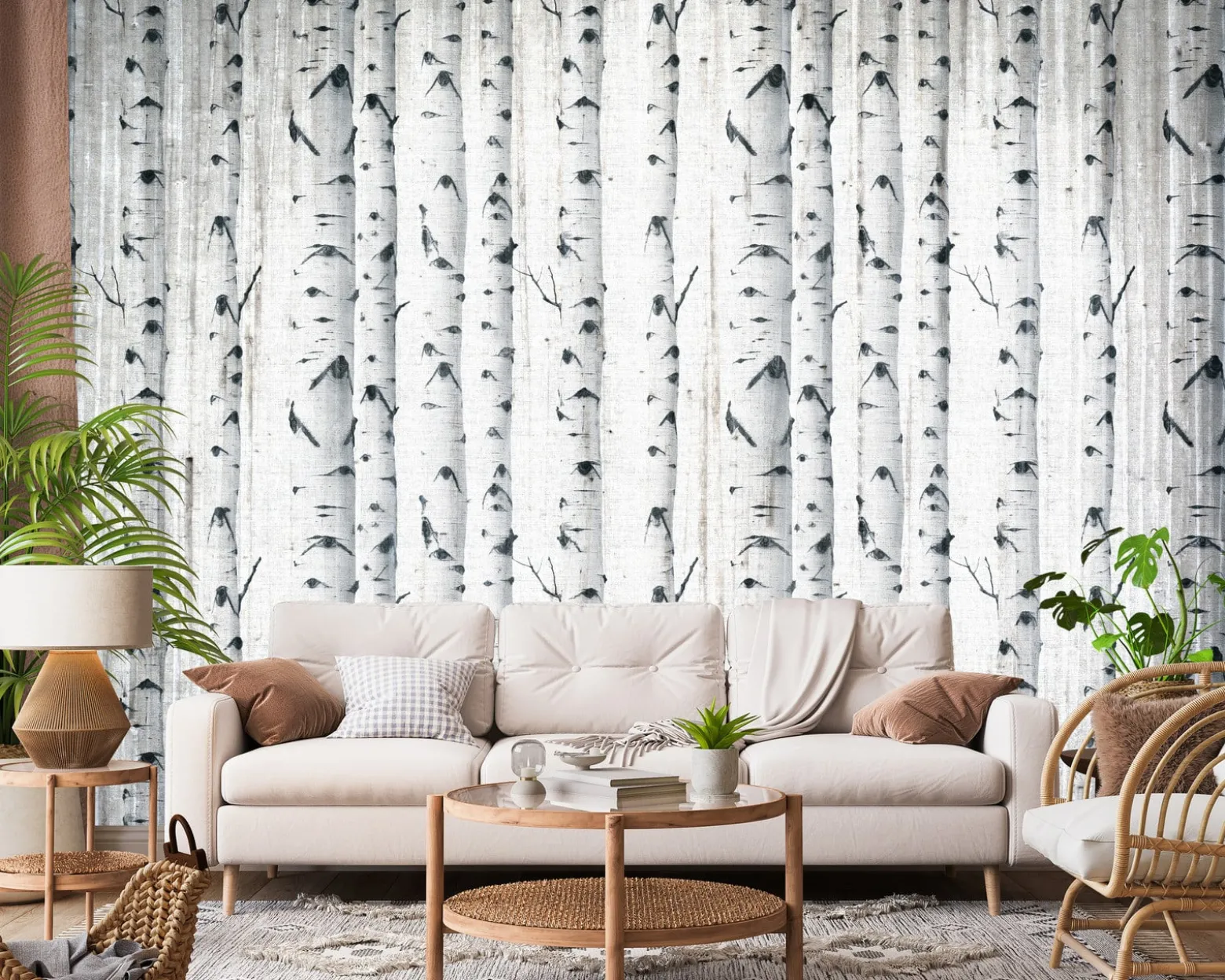 Fototapeta Las Brzozowy W Stylu Vintage 90x60cm