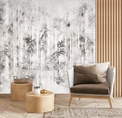 Fototapeta Liście Bambusa Na Betonie 90x60cm