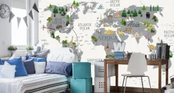Fototapeta Mapa świata dla dzieci po angielsku 90x60cm