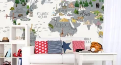Fototapeta Mapa świata dla dzieci po angielsku 90x60cm