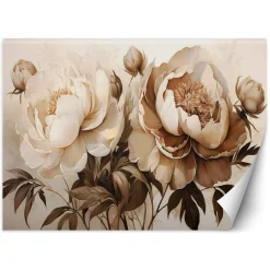 Fototapeta, Piwonie Peonie Kwiaty w Beżu