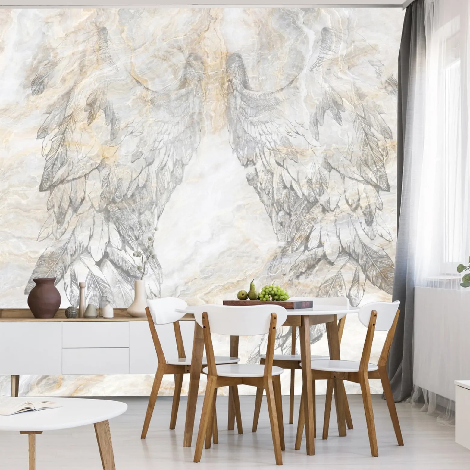 Fototapeta Skrzydła Na Marmurze W Stylu Glamour 90x60cm