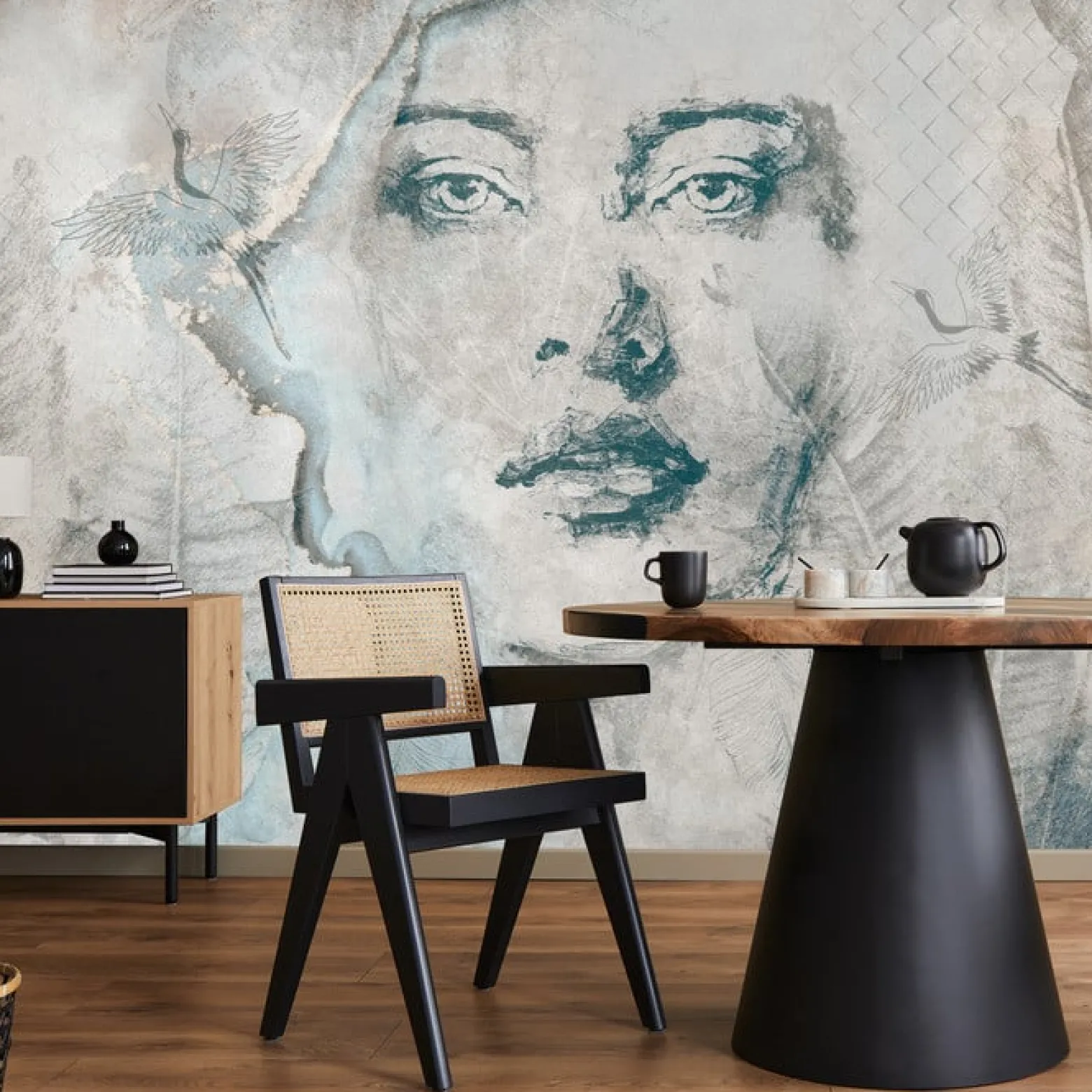 Fototapeta Twarz Kobiety Na Betonie 90x60cm