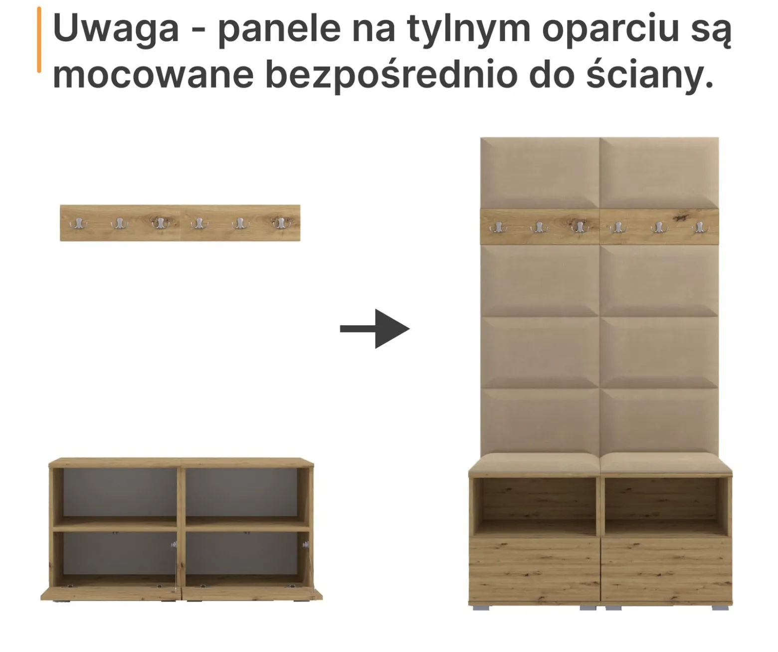 Garderoba do przedpokoju Nela I z lustrem - kolor grafit