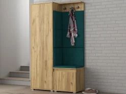 Garderoba przedpokój szafa panele NEVADA 104 DĄB CRAFT siedzisko