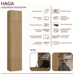 Garderoba Szafa HAGA 1SZ DĄB ARTISAN