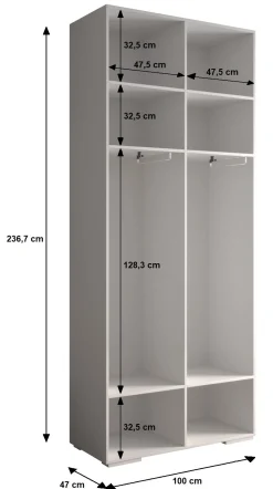 Garderoba wysoka do przedpokoju INOVA 3 Z3 biały+złoty