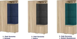 Garderoba z welurowym panelem dąb sonoma + granat - Rivian