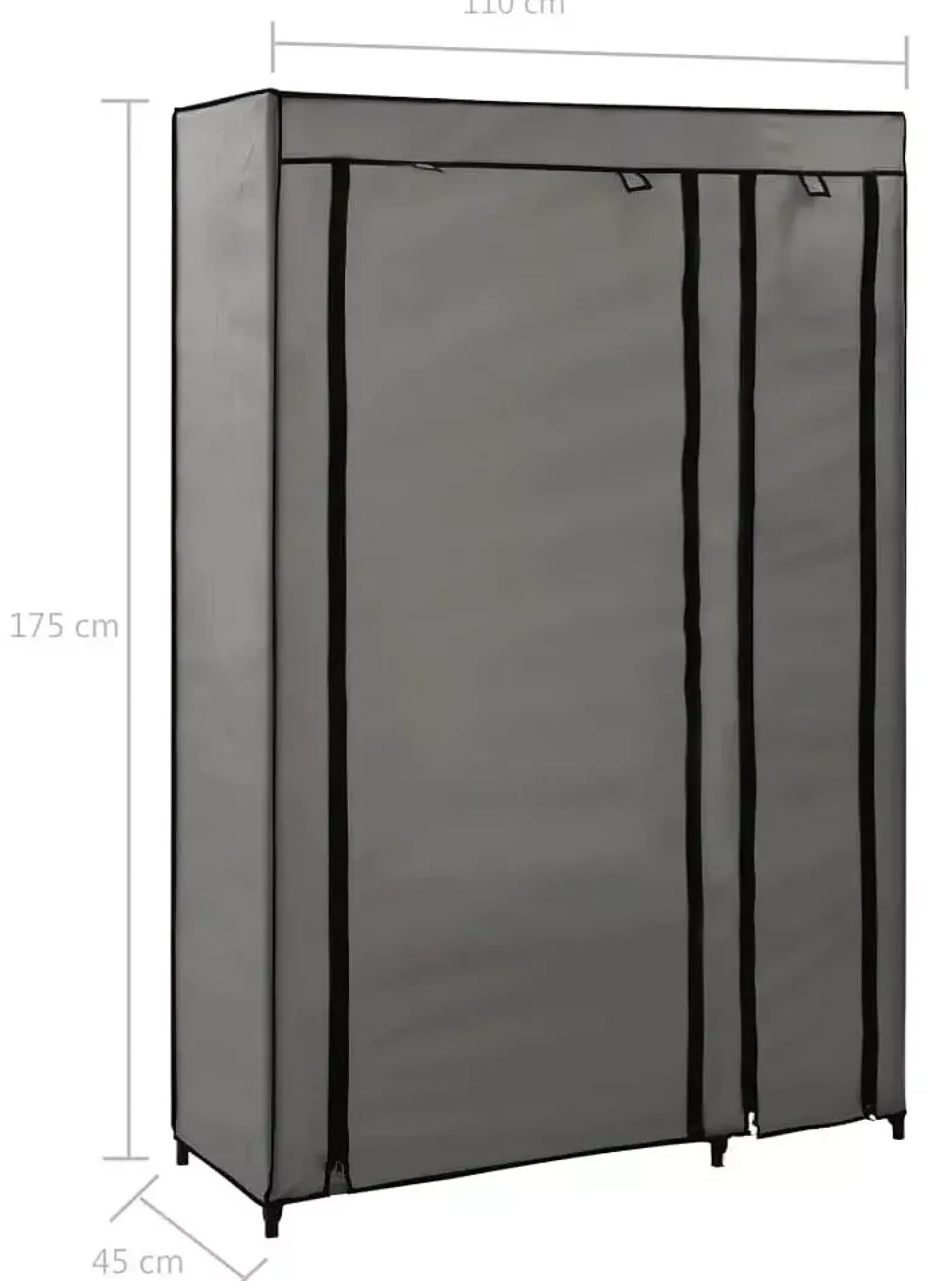 Grafitowa szafa tekstylna na ubrania - Tivian