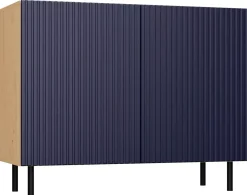 Granatowa lamelowa komoda na nóżkach - Avvian