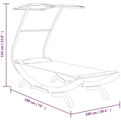 Hamak Antracyt 100 x 190 x 134 cm Drewno vidaXL