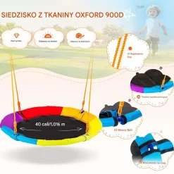Huśtawka bocianie gniazdo ze stelażem dla dzieci