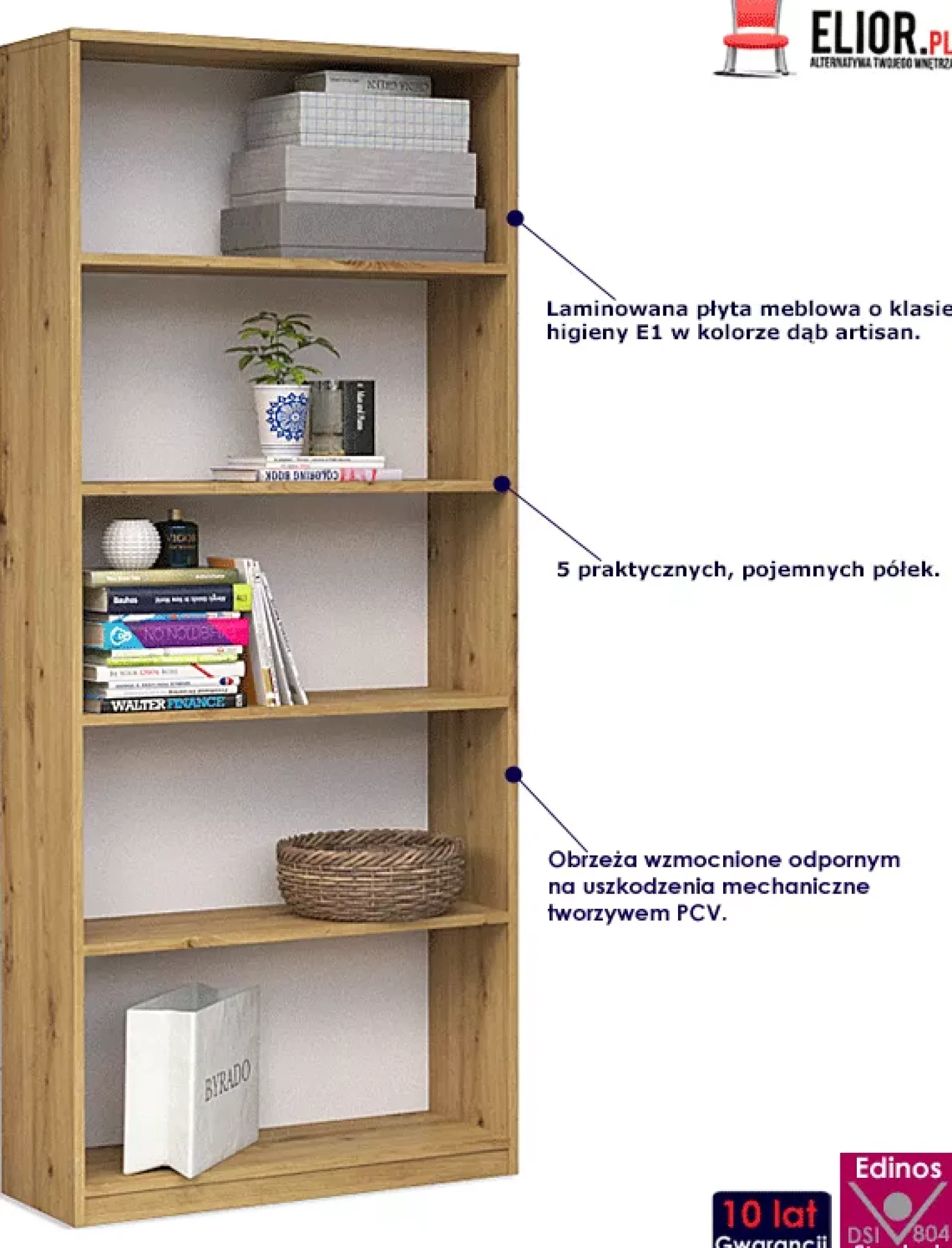 Industrialny regał dąb artisan - Naeno