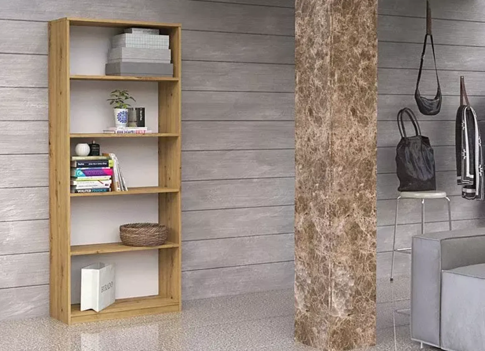 Industrialny regał dąb artisan - Naeno