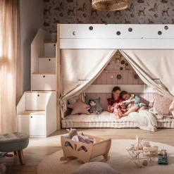 Inmondo Funflex Łóżko piętrowe ze schodami BIAŁE