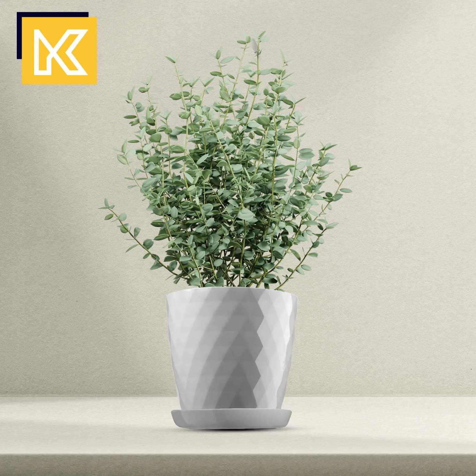 Kadax 3x Doniczka 20cm Osłonka + Podstawka Szara