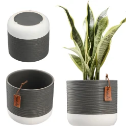Kadax Doniczka Ceramiczna 16cm Osłonka Szara Biała