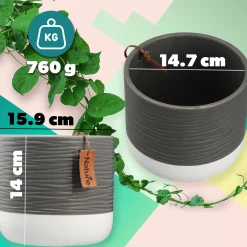 Kadax Doniczka Ceramiczna 16cm Osłonka Szara Biała