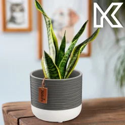 Kadax Doniczka Ceramiczna 16cm Osłonka Szara Biała