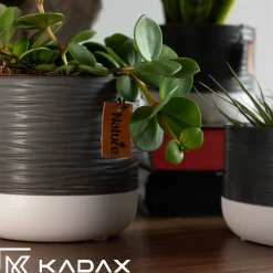 Kadax Doniczka Ceramiczna 16cm Osłonka Szara Biała