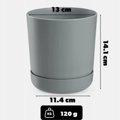 Kadax Doniczka Donica z Podstawką 13cm Szara Mat